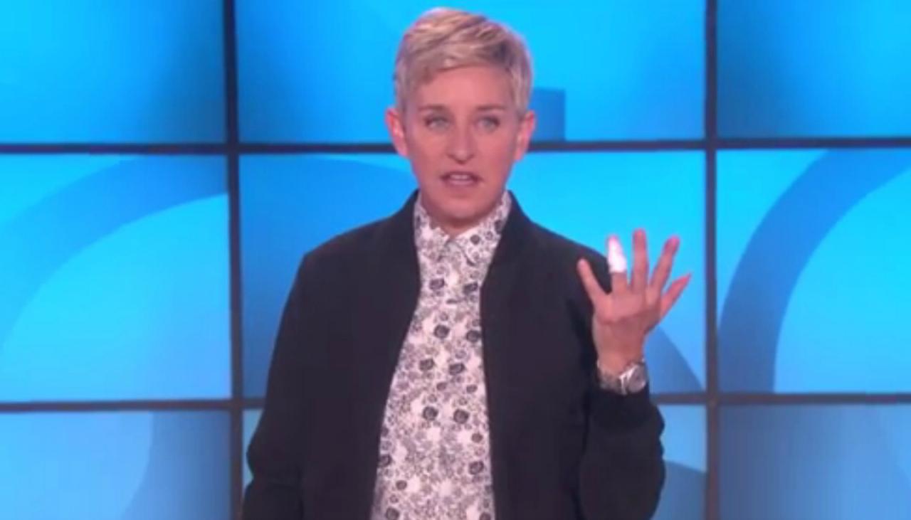 Ellen DeGeneres dislocates finger carrying two glasses of wine | Newshub