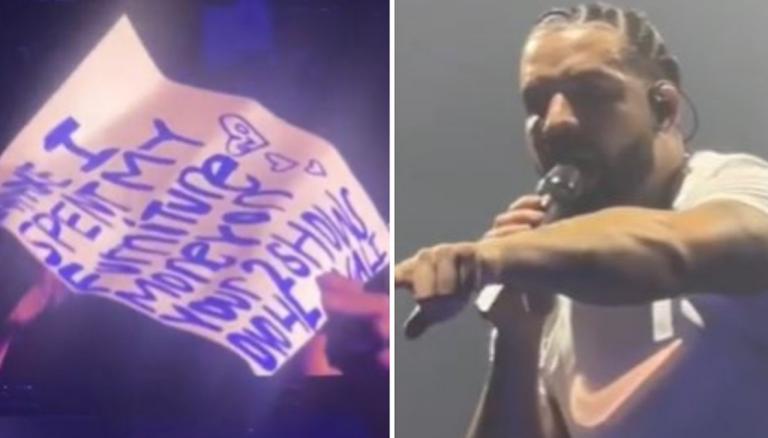 Drake flaunts collection of bras thrown on stage during his It's All a Blur  tour