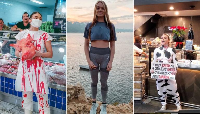 Perth vegan activist who stormed Coles dressed as abattoir worker moans  after TikTok banned