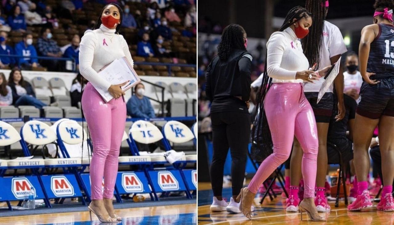 US women's basketball coach hits back at critics condemning her  'inappropriate' game-day outfit