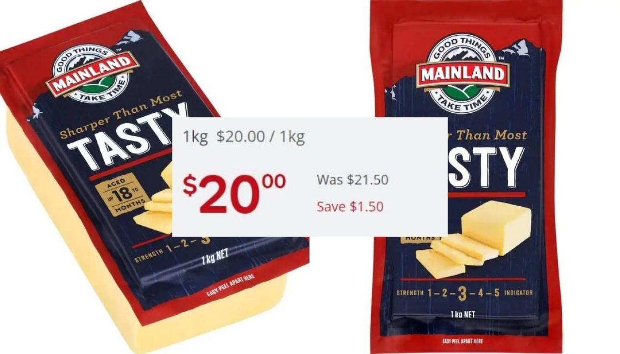 Inflation: Countdown prices 1kg block of Mainland cheese at $21.50 | Newshub