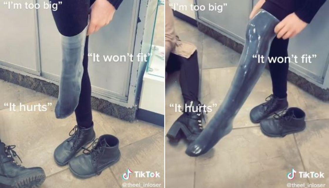 Woman puts condom on her leg to debunk myth that some men are 'too