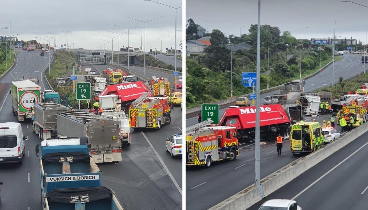 Serious Truck Crash Causes Major Delays On Auckland Motorway Newshub 4008