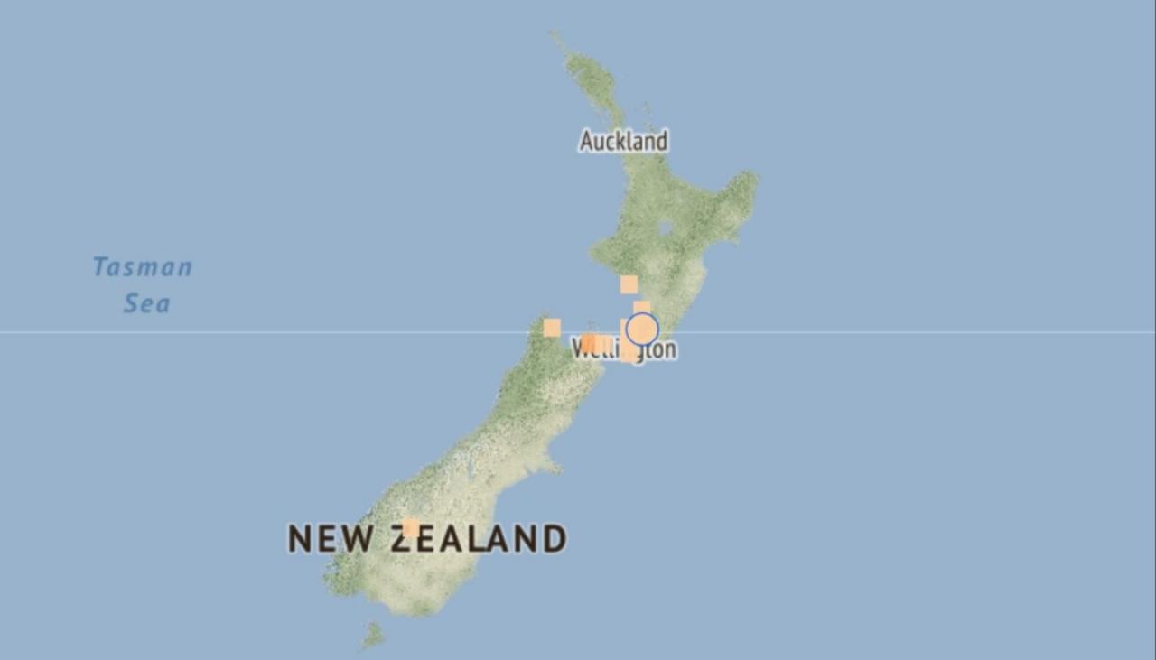 A weak 3.8 magnitude earthquake hits Wellington