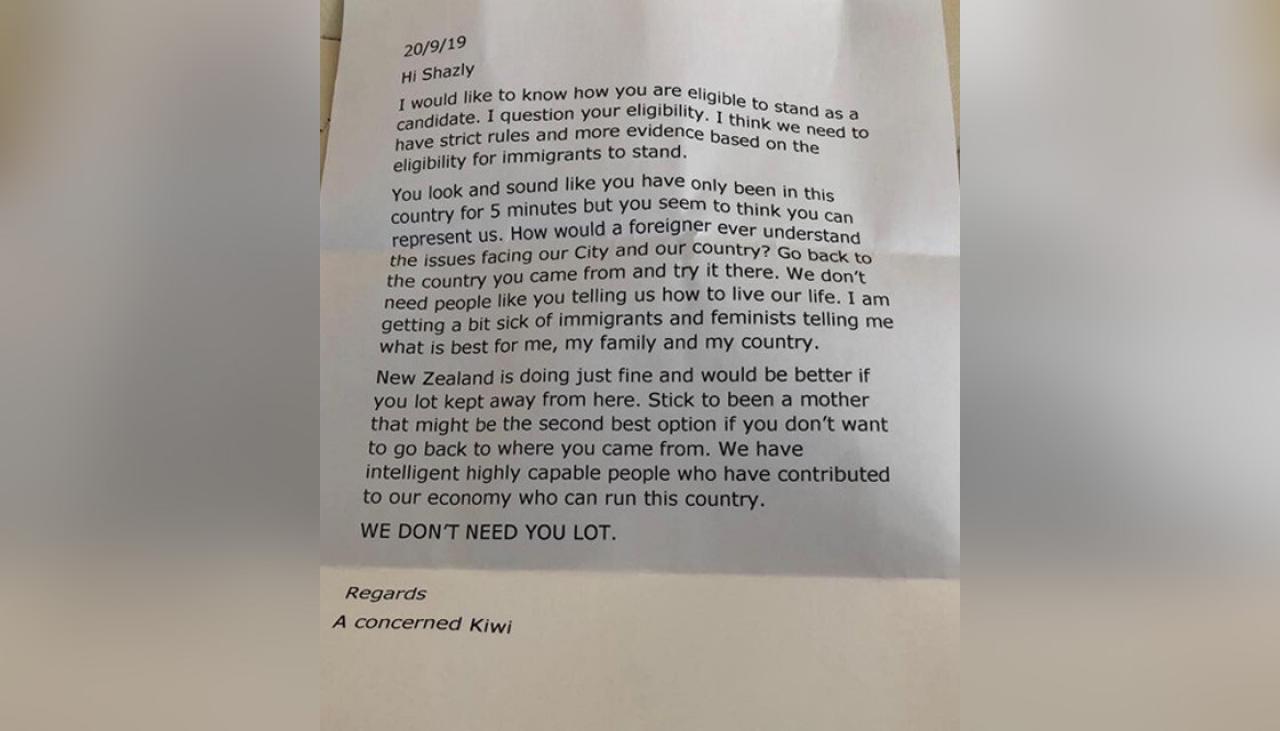 Anonymous Racist Sexist Letter Sent To Hutt City Council Candidate