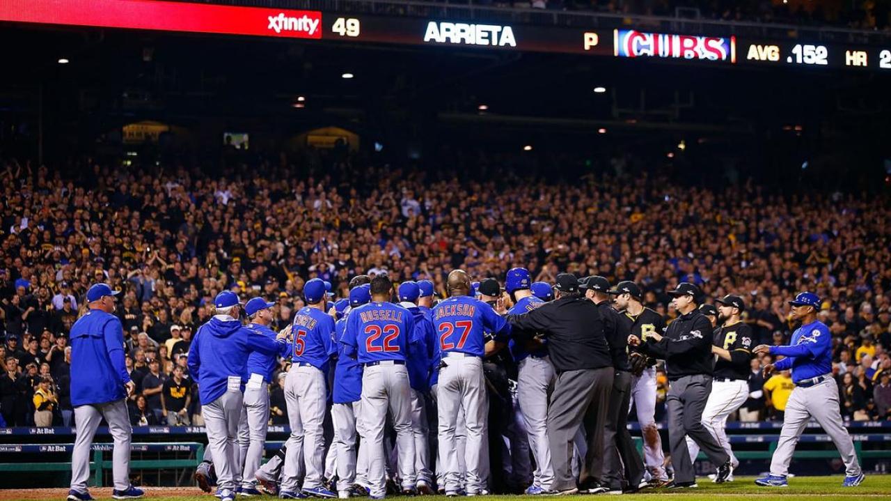 Cubs win NL wild-card game but benches clear when Pirates plunk Jake Arrieta  – New York Daily News