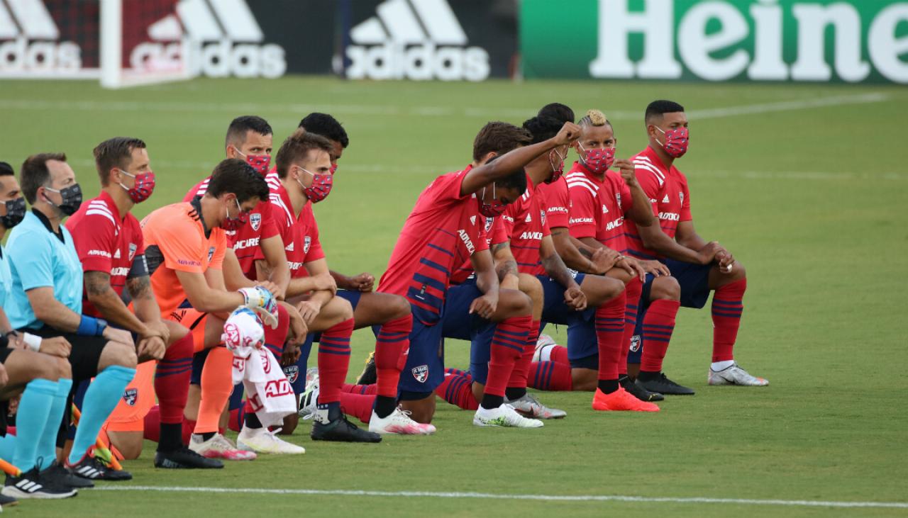 Football: Fans boo Black Lives Matter protest during US anthem at Major