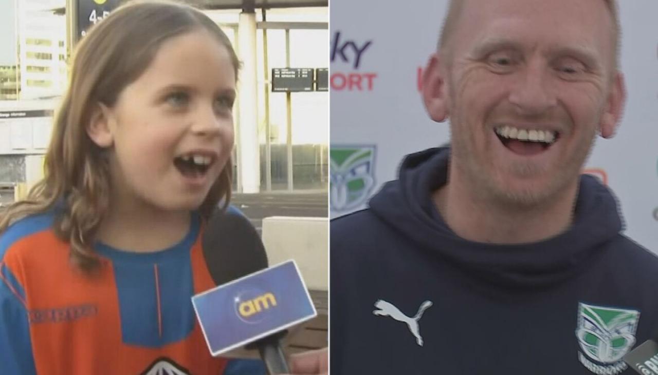 NRL: NZ Warriors coach Andrew Webster's response to young fan's unexpected 'up the Wahs' outburst | Newshub