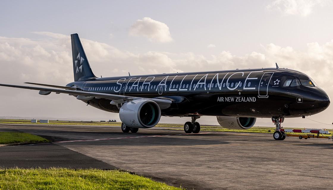Air New Zealand's A321neo with allblack Star Alliance livery touches